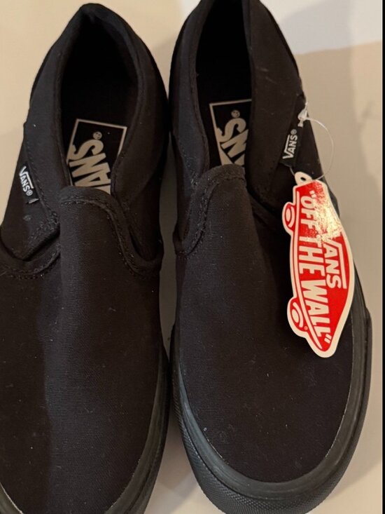 Vans Shoes - Vans Womens' Slip-On Black-on-Black Monochrome Sneakers, Size:Women's 5.5, NWT